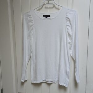 Banana Republic Factory Classic Cotton Blend White Long Sleeve Puffed Top XS